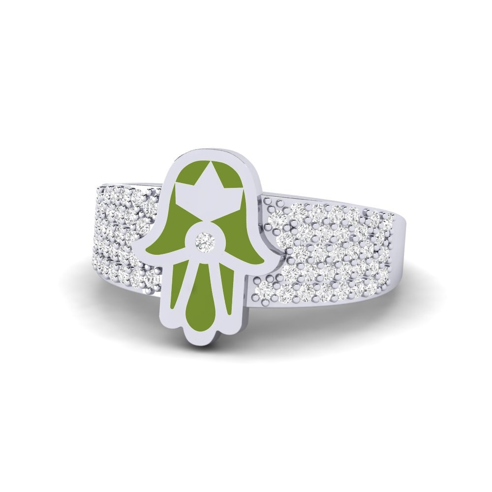 14k Oro Blanco Anillo Pushtetin