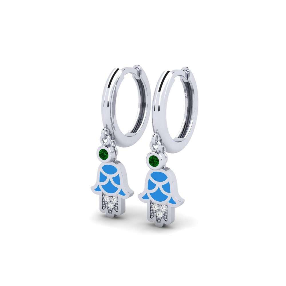 14k White Gold Green Zirconia Women's Earring Shakti
