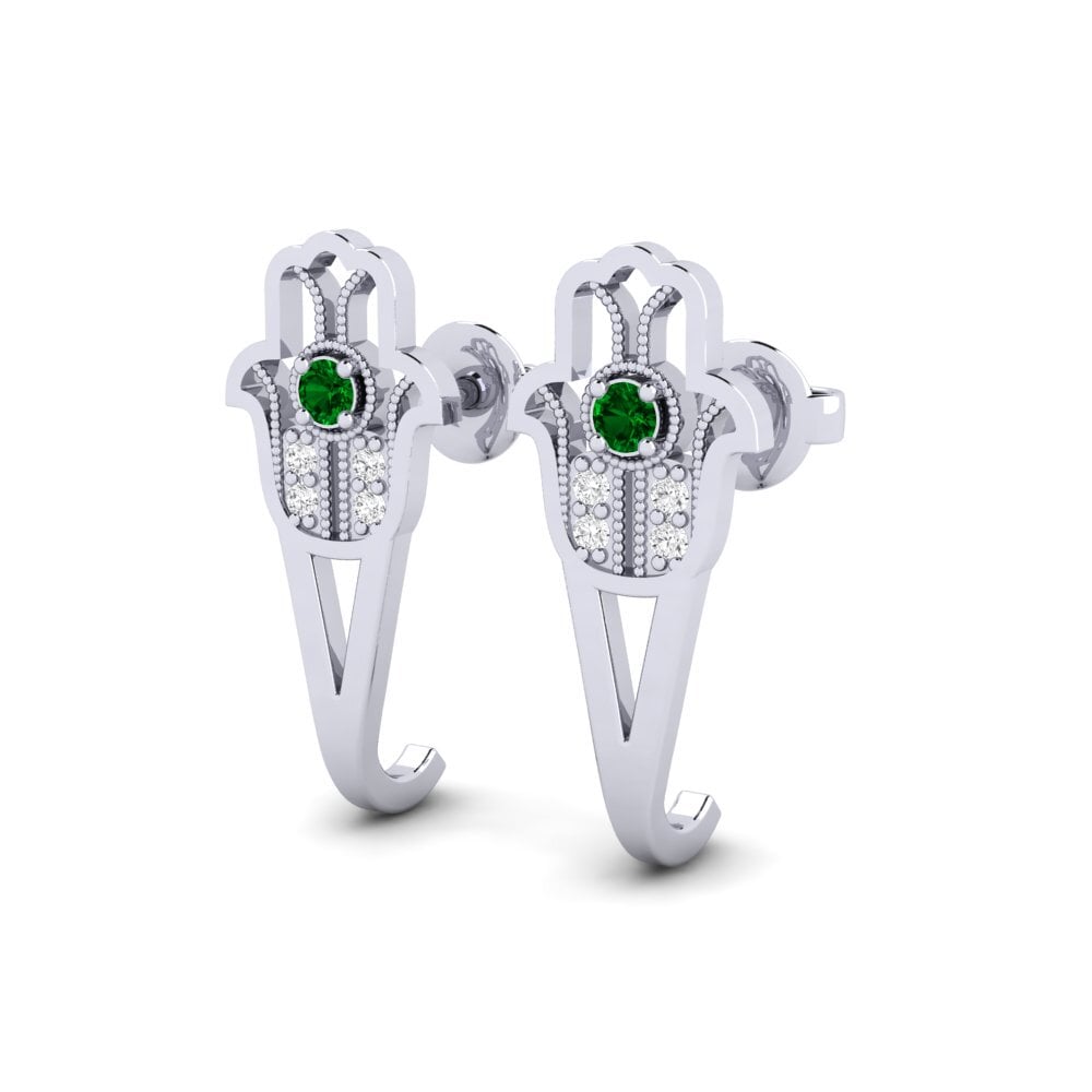 14k White Gold Green Zirconia Women's Earring Svitlo