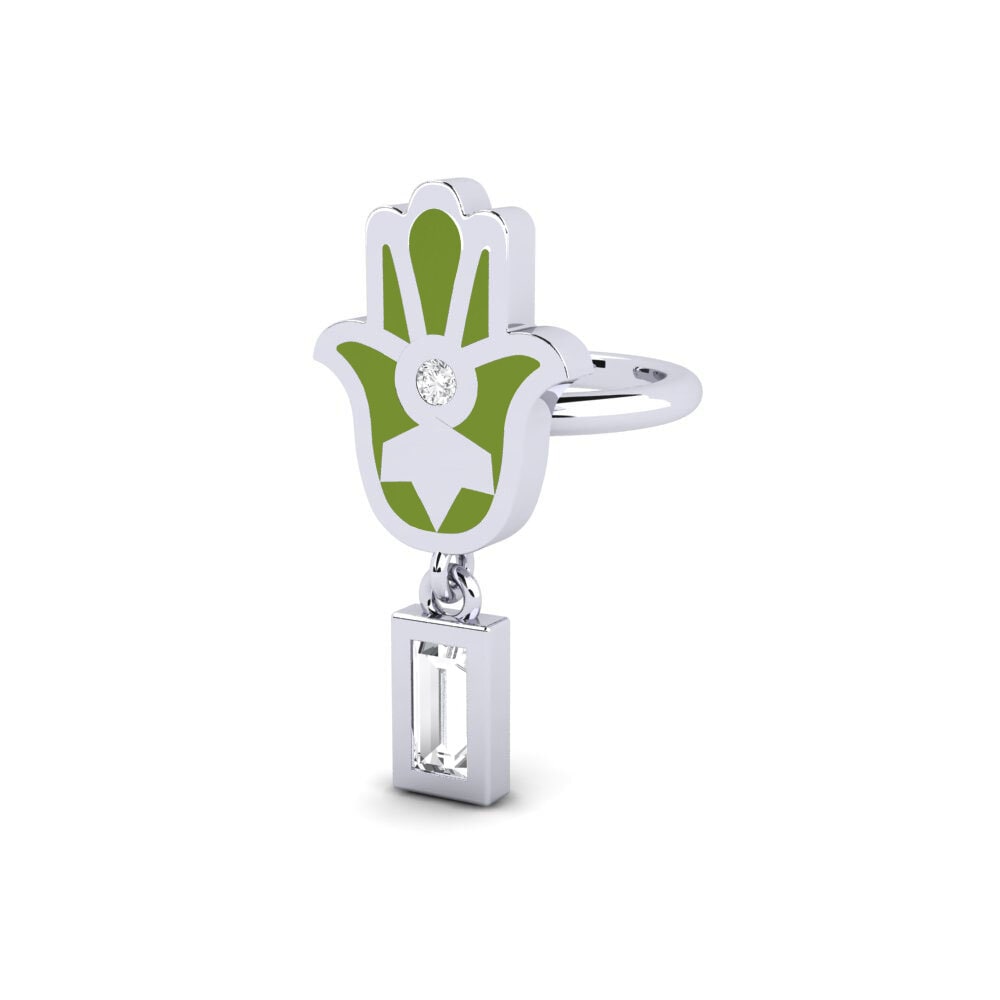 14k Oro Blanco Pendiente de mujer Swerte