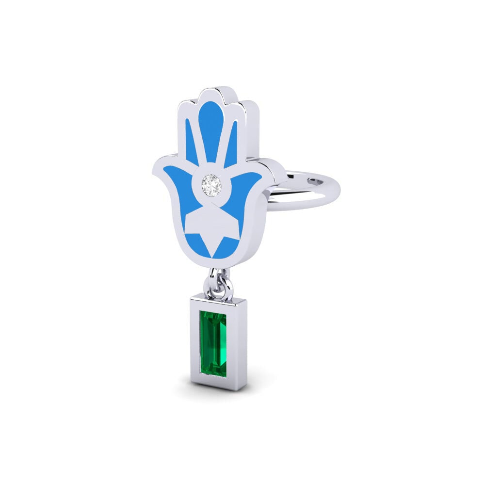 14k White Gold Green Zirconia Women's Earring Swerte