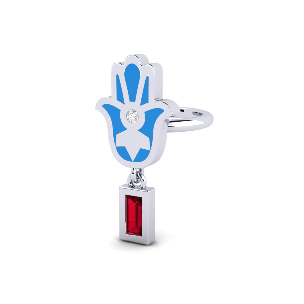 14k White Gold Red Zirconia Women's Earring Swerte