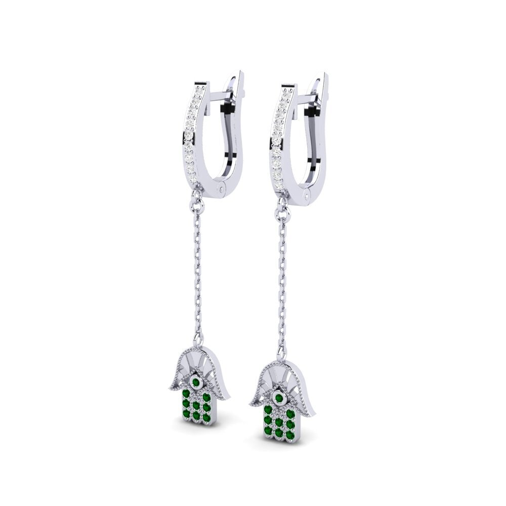 14k White Gold Green Zirconia Women's Earring Twyla
