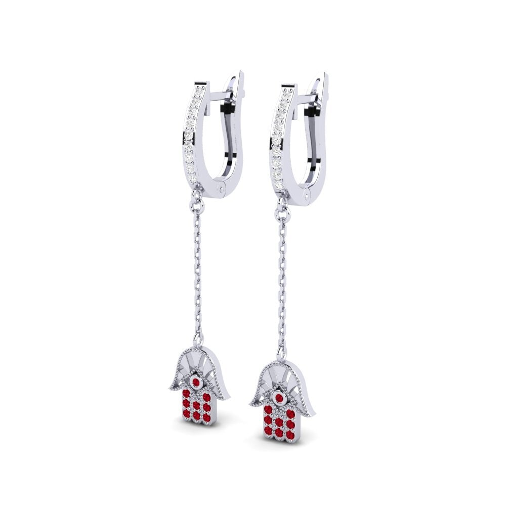 14k White Gold Red Zirconia Women's Earring Twyla