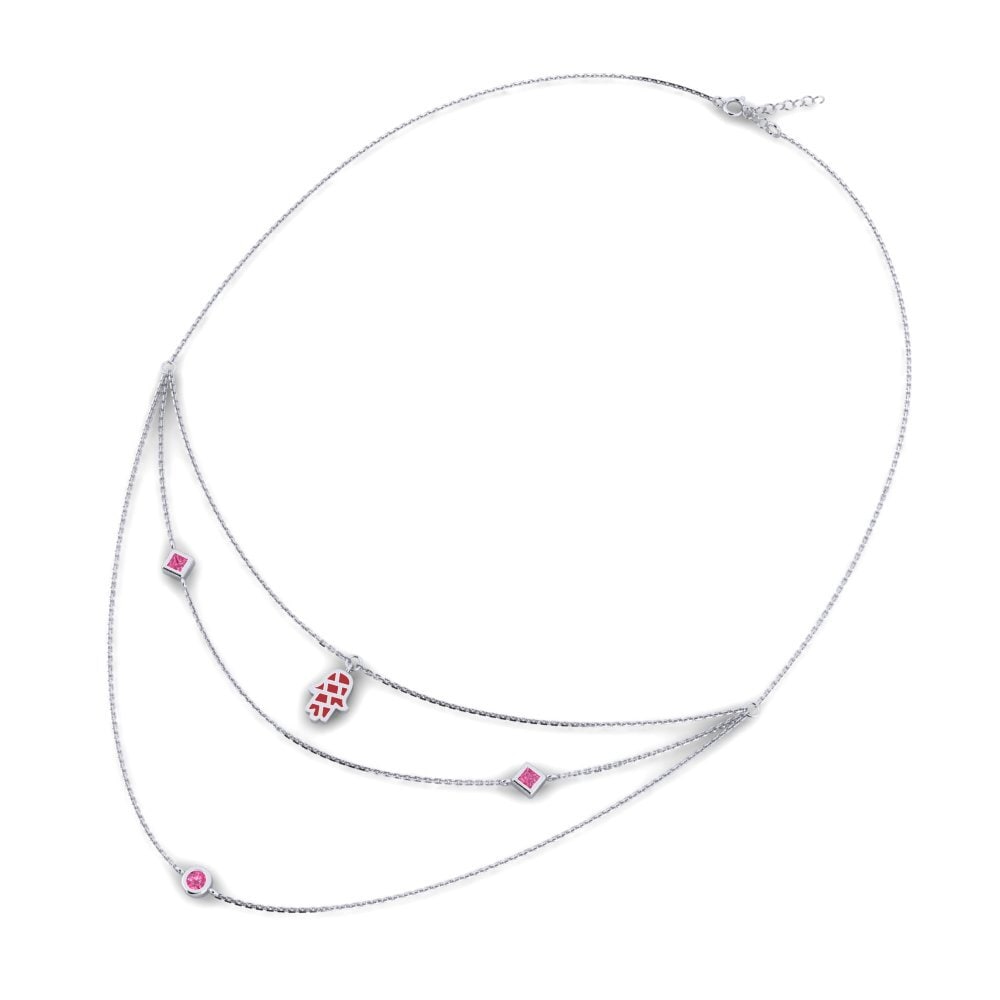 Plata 925 Turmalina rosa Collar de Mujer Vendari