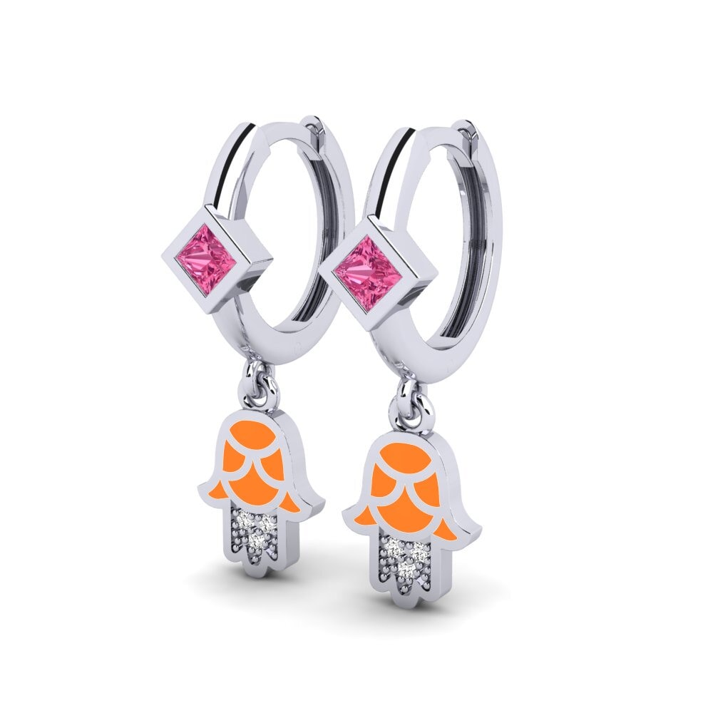 Plata 925 Turmalina rosa Pendiente de mujer Vlust