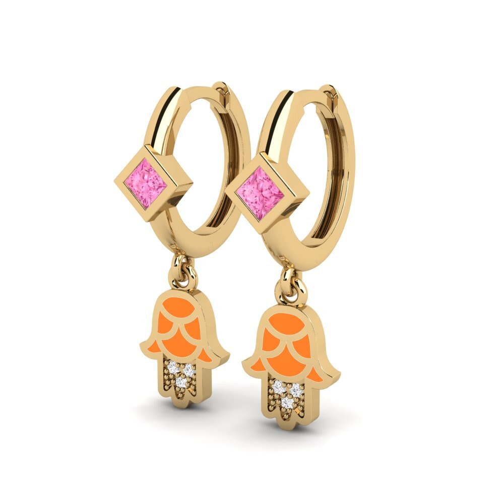Đá Sapphire Hồng Bông tai nữ Vlust