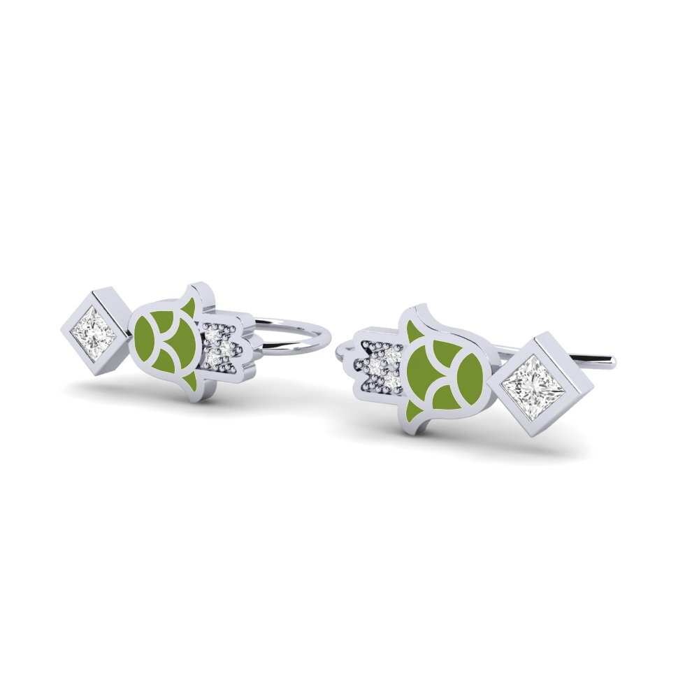 14k Oro Blanco Pendiente de mujer Waiwai