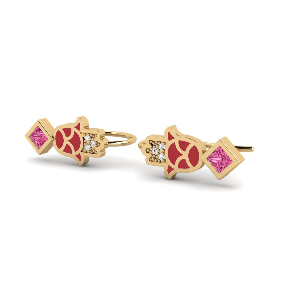 Turmalina rosa Pendiente de mujer Waiwai