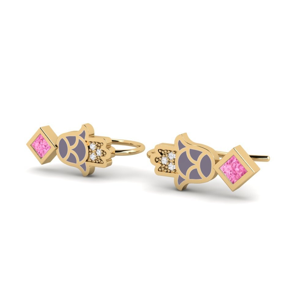 Đá Sapphire Hồng Bông tai nữ Waiwai