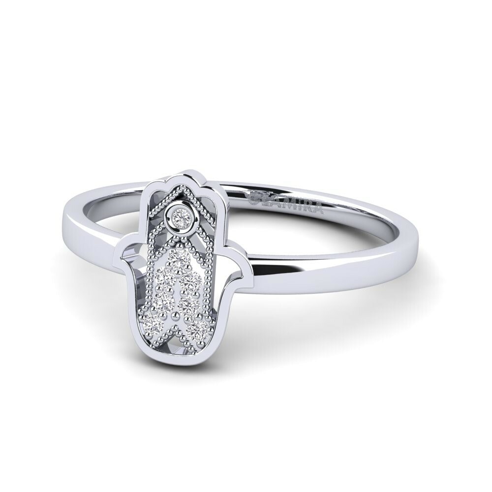 Hamsa Diamond 585 White Gold Engagement Rings