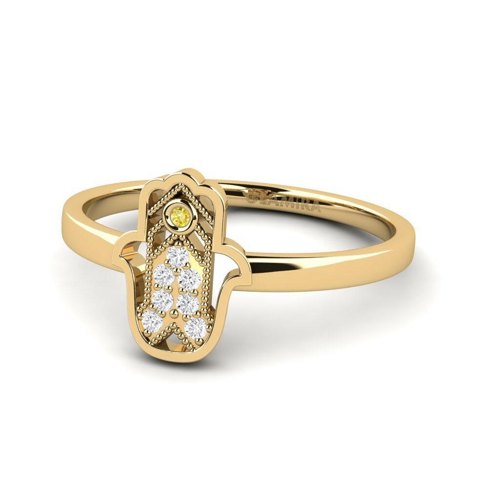 Hamsa Yellow Sapphire Engagement Rings