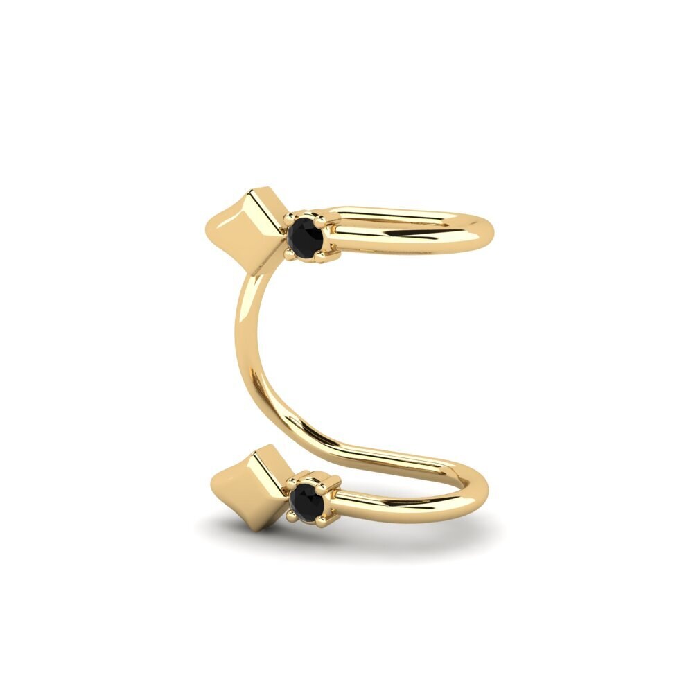 14k Oro Amarillo Diamante Negro Pendiente de mujer Mecoher