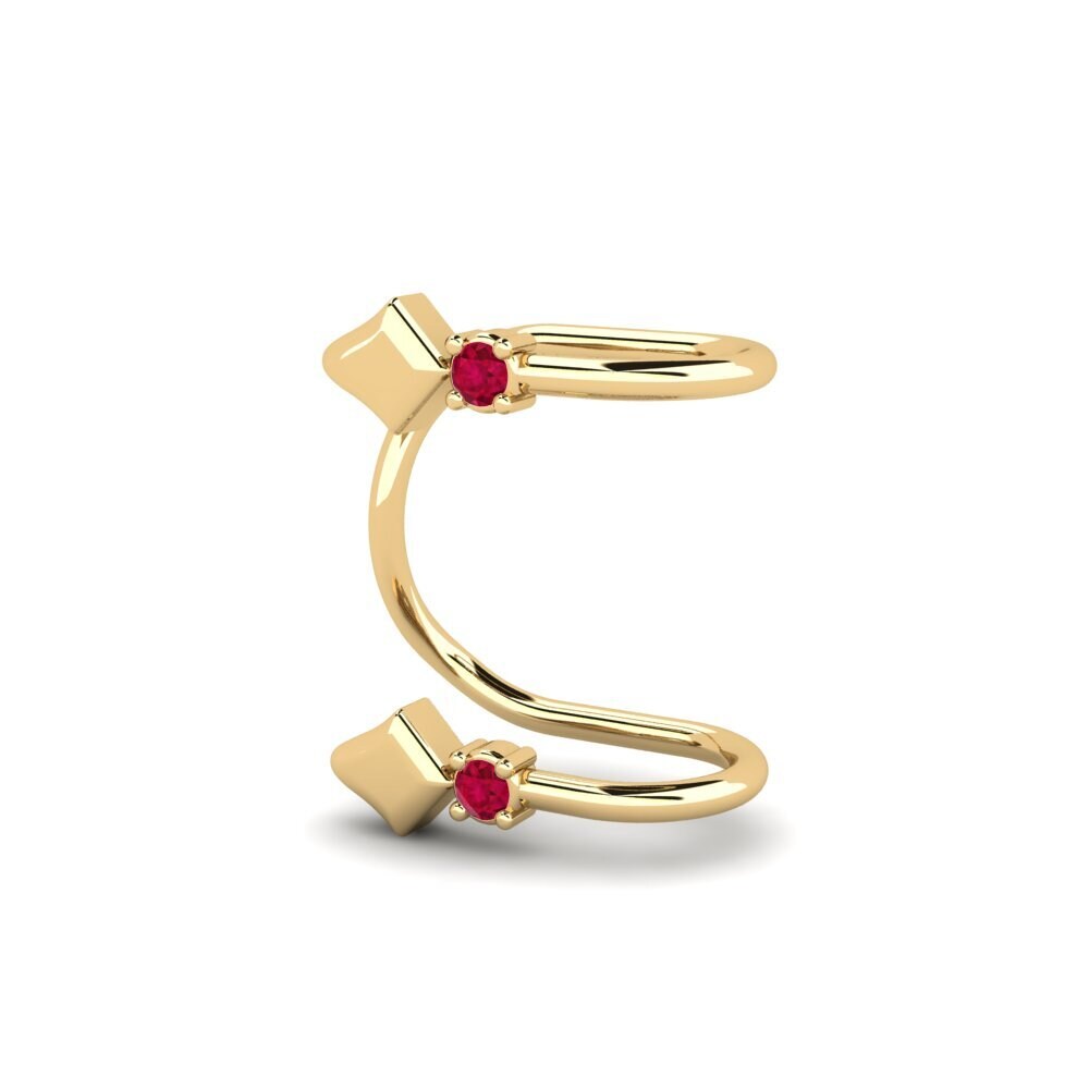 14ct Yellow Gold Ruby Women's Earring Mecoher