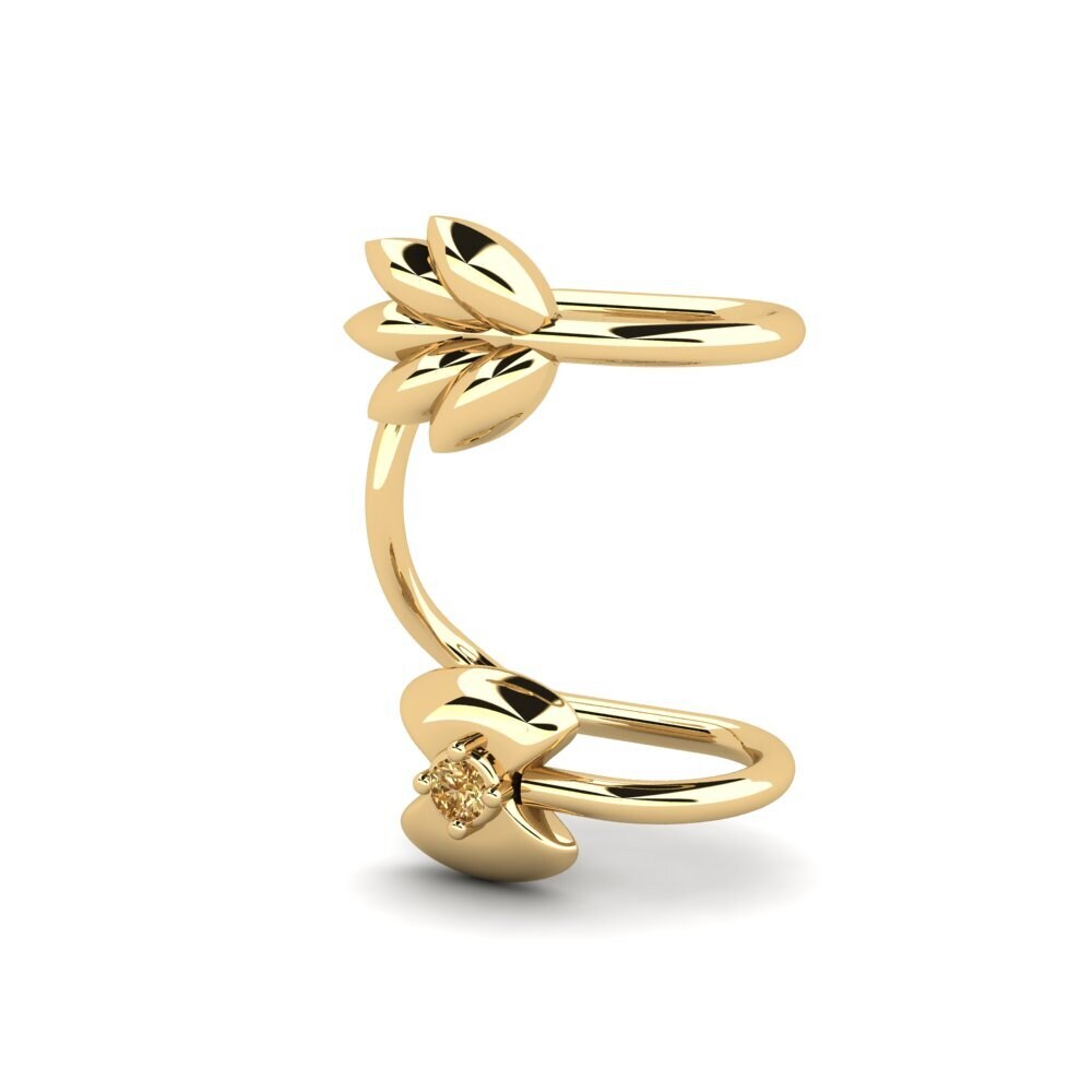 14ct Yellow Gold Brown Diamond Women's Earring Menorah