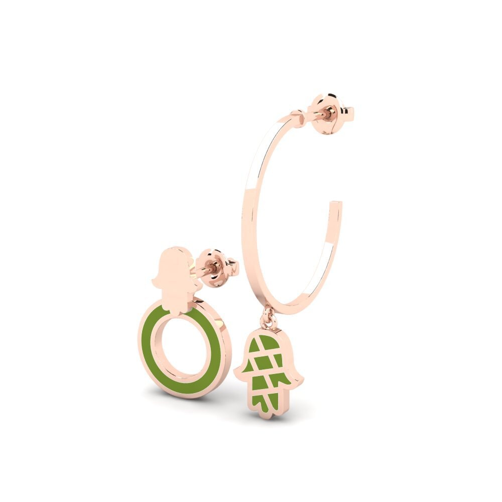 18k Oro Rosa Pendientes Amoyobera