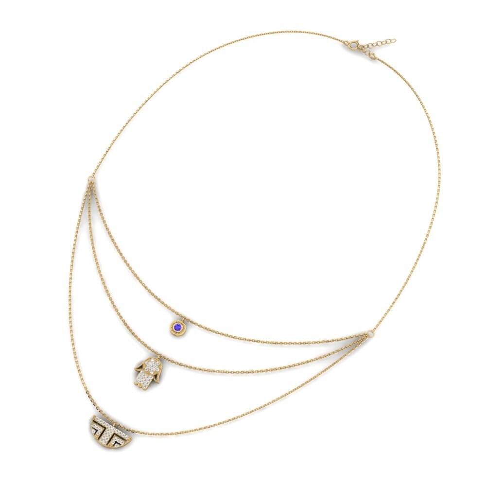 14k Oro Amarillo Tanzanita Collar de Mujer Jaromir