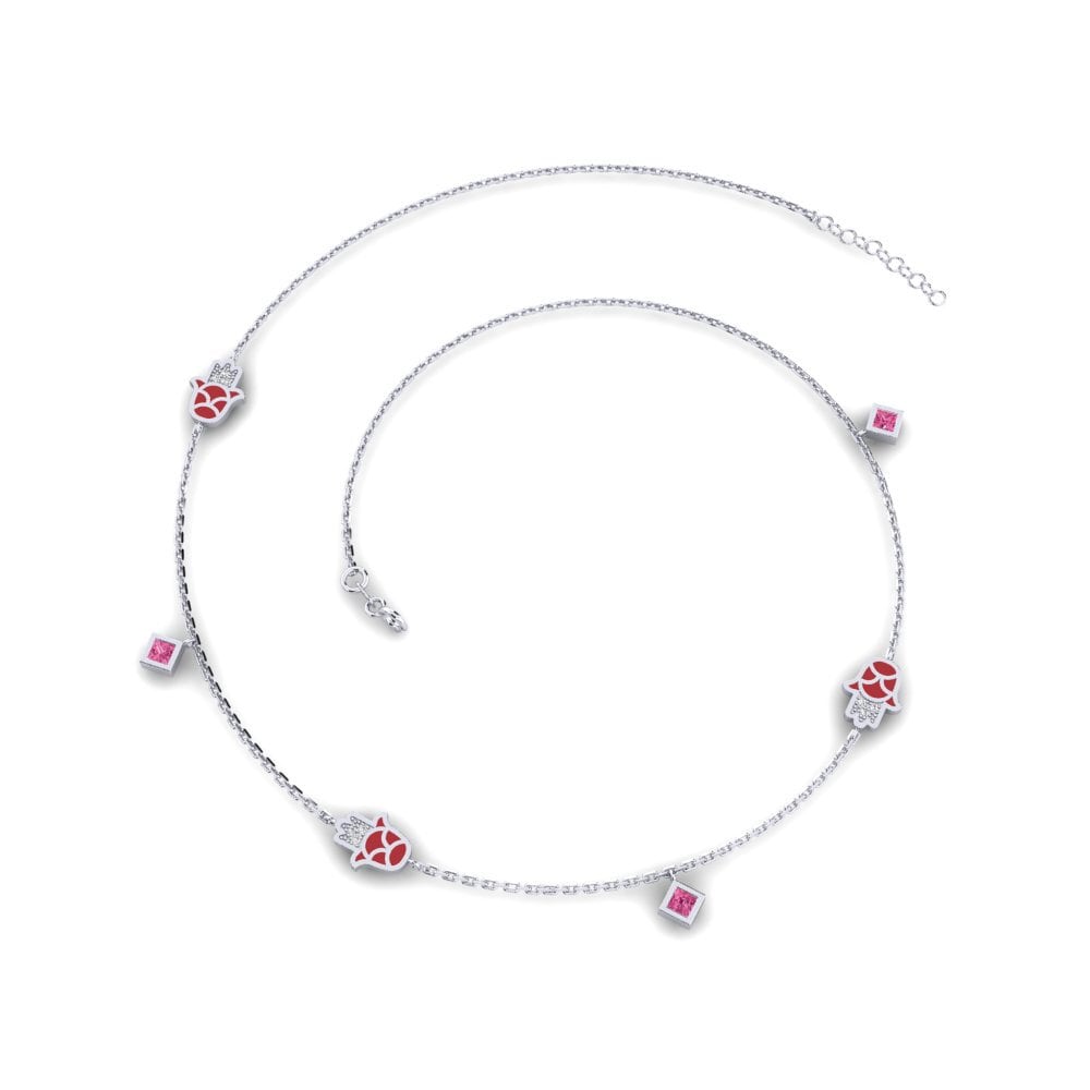 Plata 925 Turmalina rosa Collar de Mujer Kaitsta