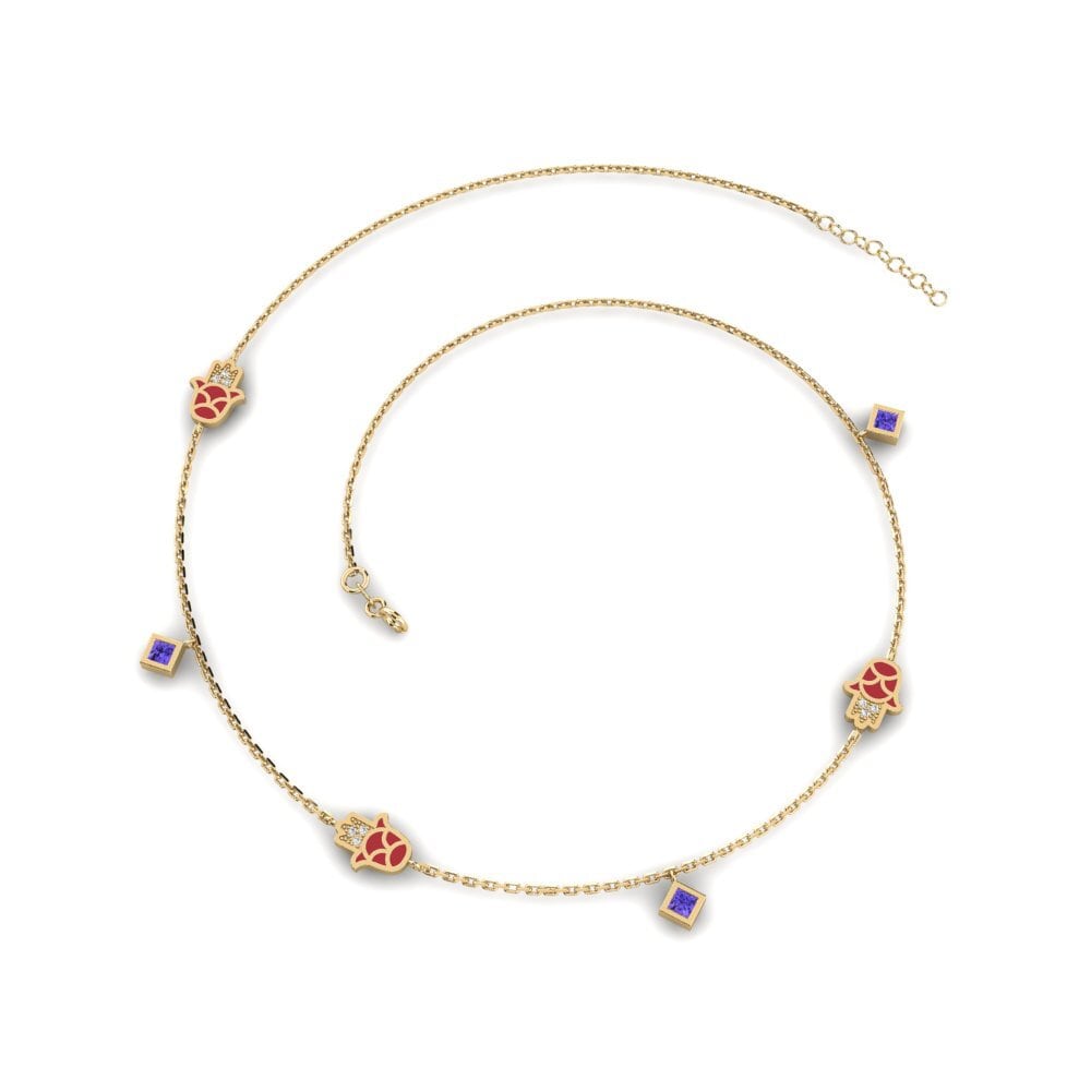 14k Oro Amarillo Tanzanita Collar de Mujer Kaitsta