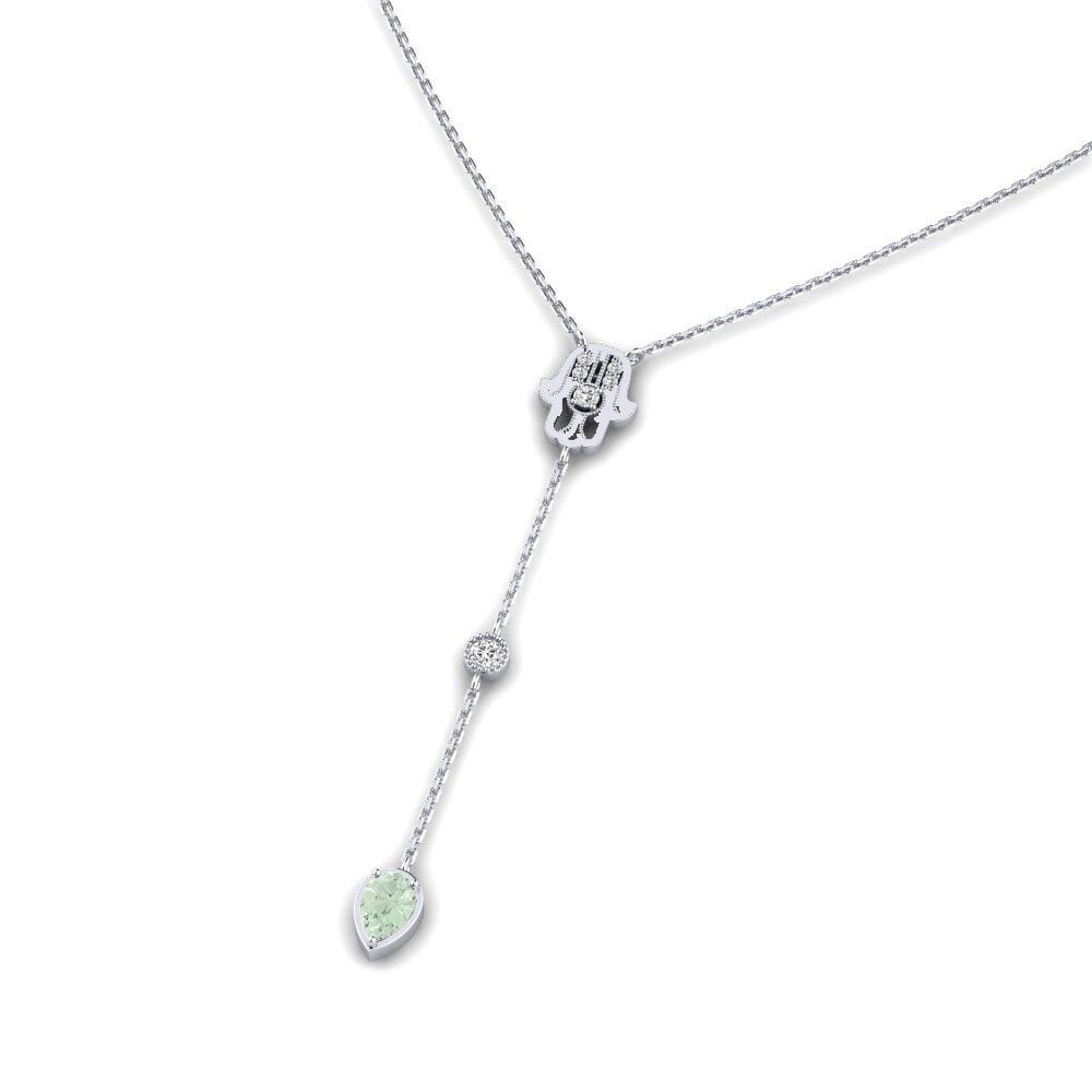 9k Oro Blanco Amatista verde Collar de Mujer Labestiba