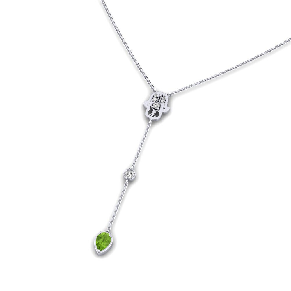 9k Oro Blanco Peridoto Collar de Mujer Labestiba