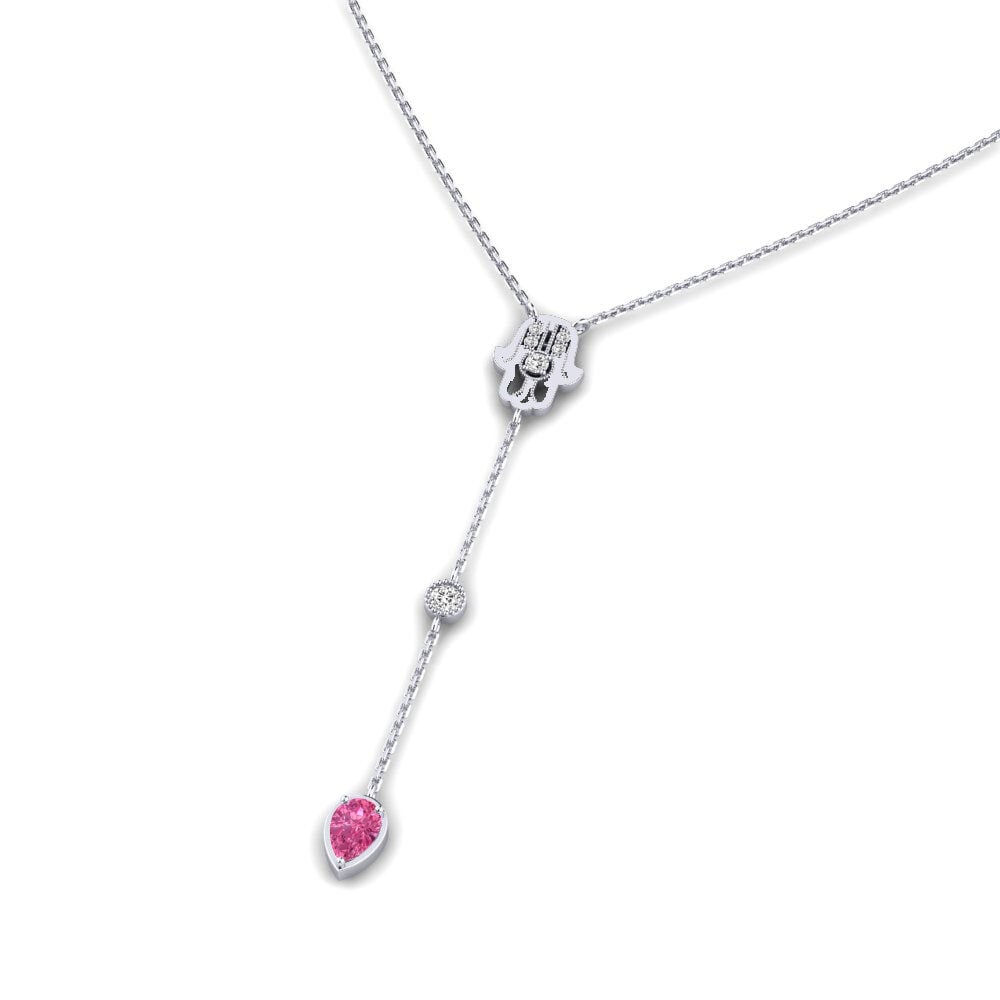 Plata 925 Turmalina rosa Collar de Mujer Labestiba