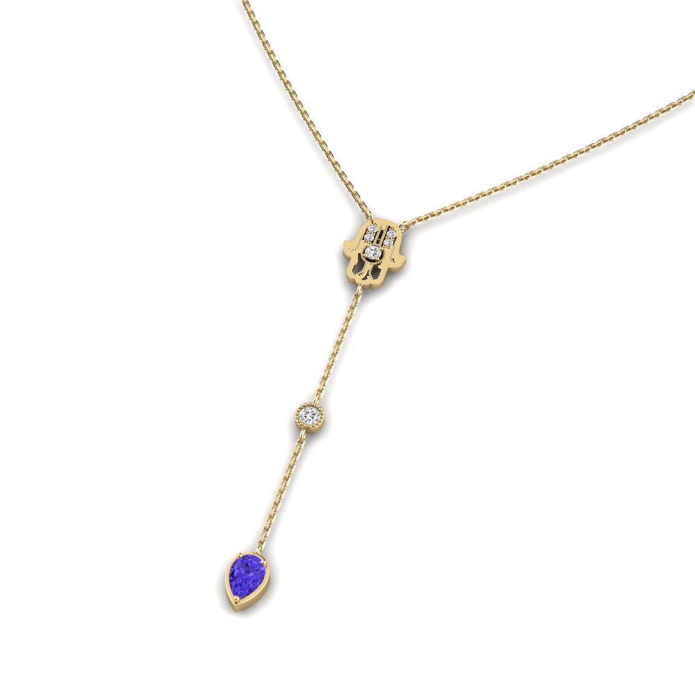 14k Oro Amarillo Tanzanita Collar de Mujer Labestiba