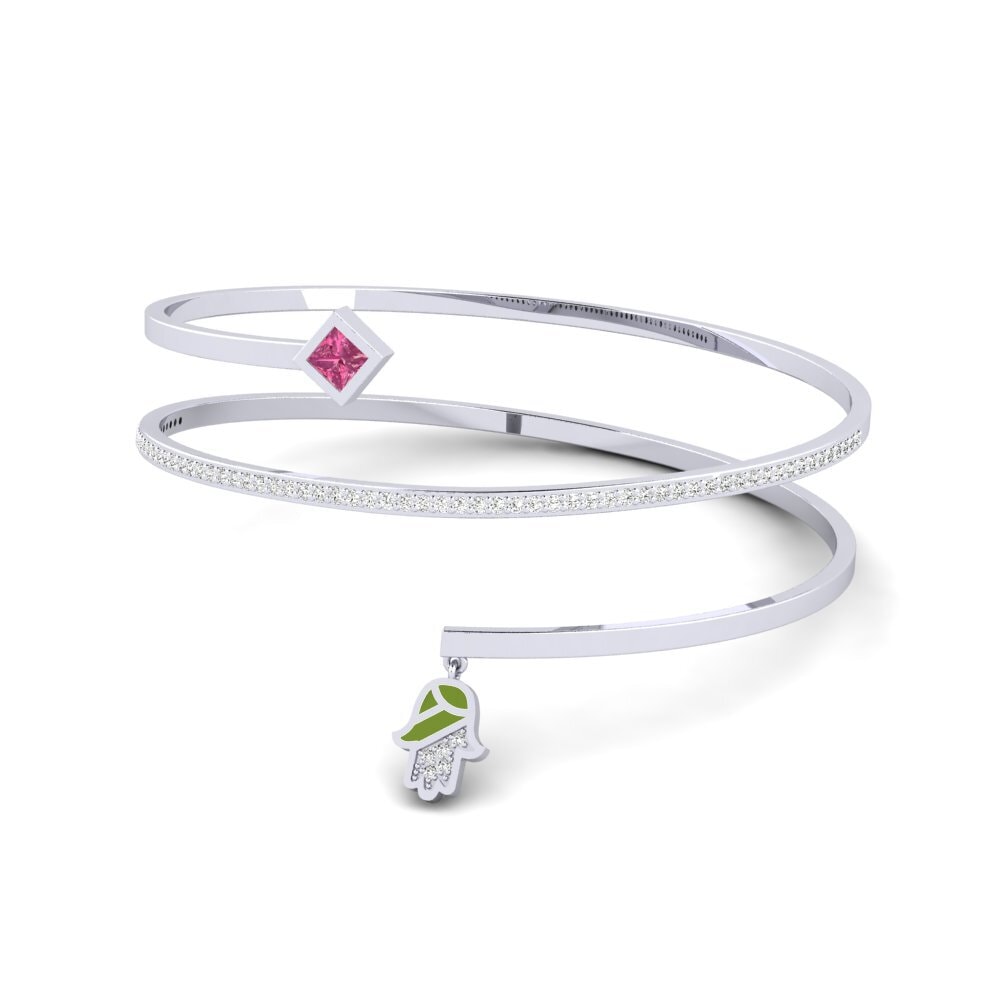 Plata 925 Turmalina rosa Pulsera de Mujer Melindungi