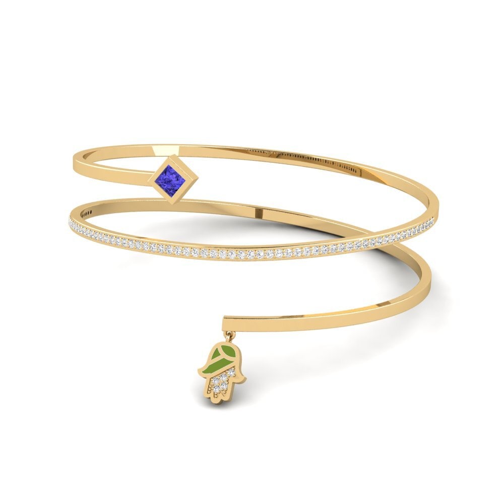 14k Oro Amarillo Tanzanita Pulsera de Mujer Melindungi