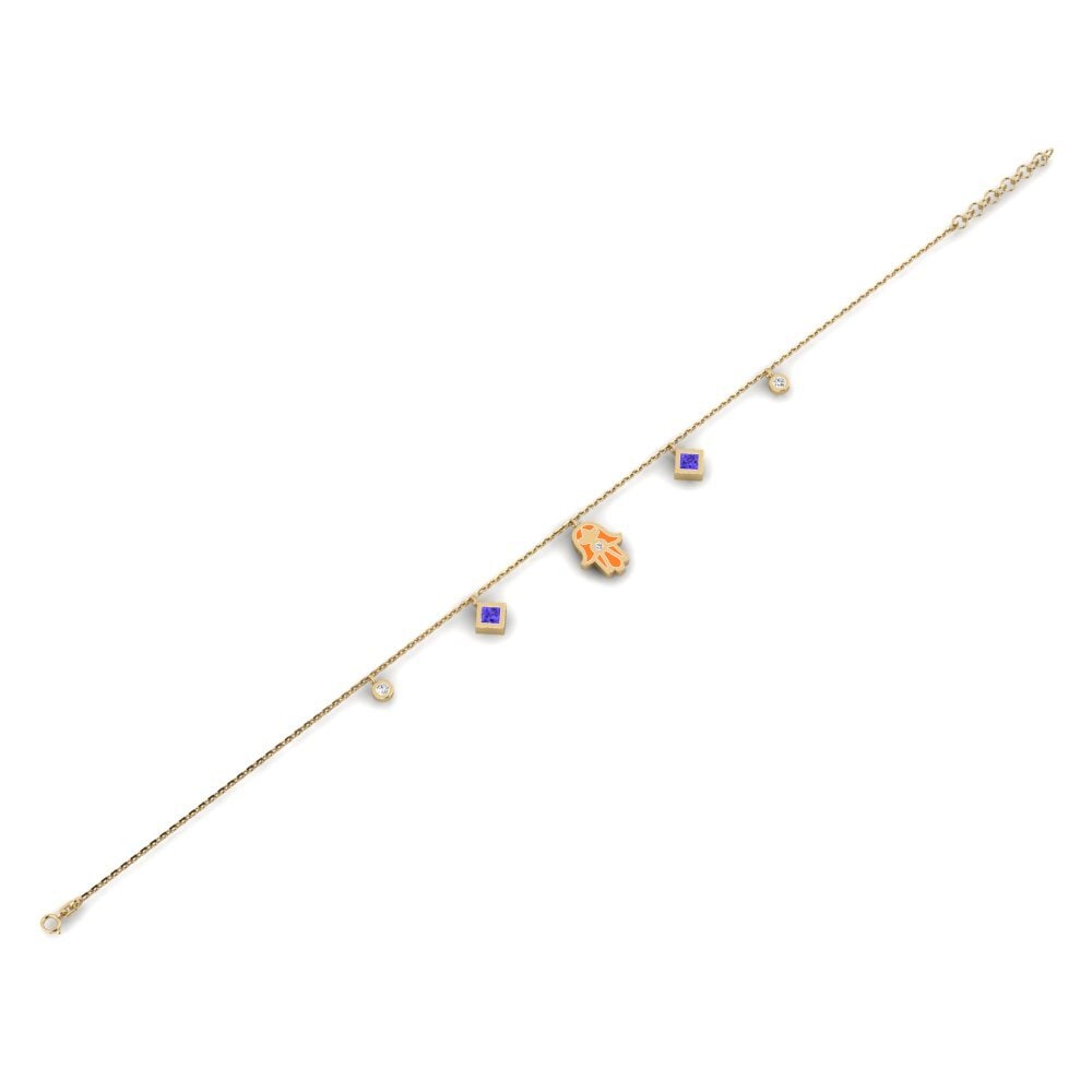 14k Oro Amarillo Tanzanita Pulsera de Mujer Memberkati