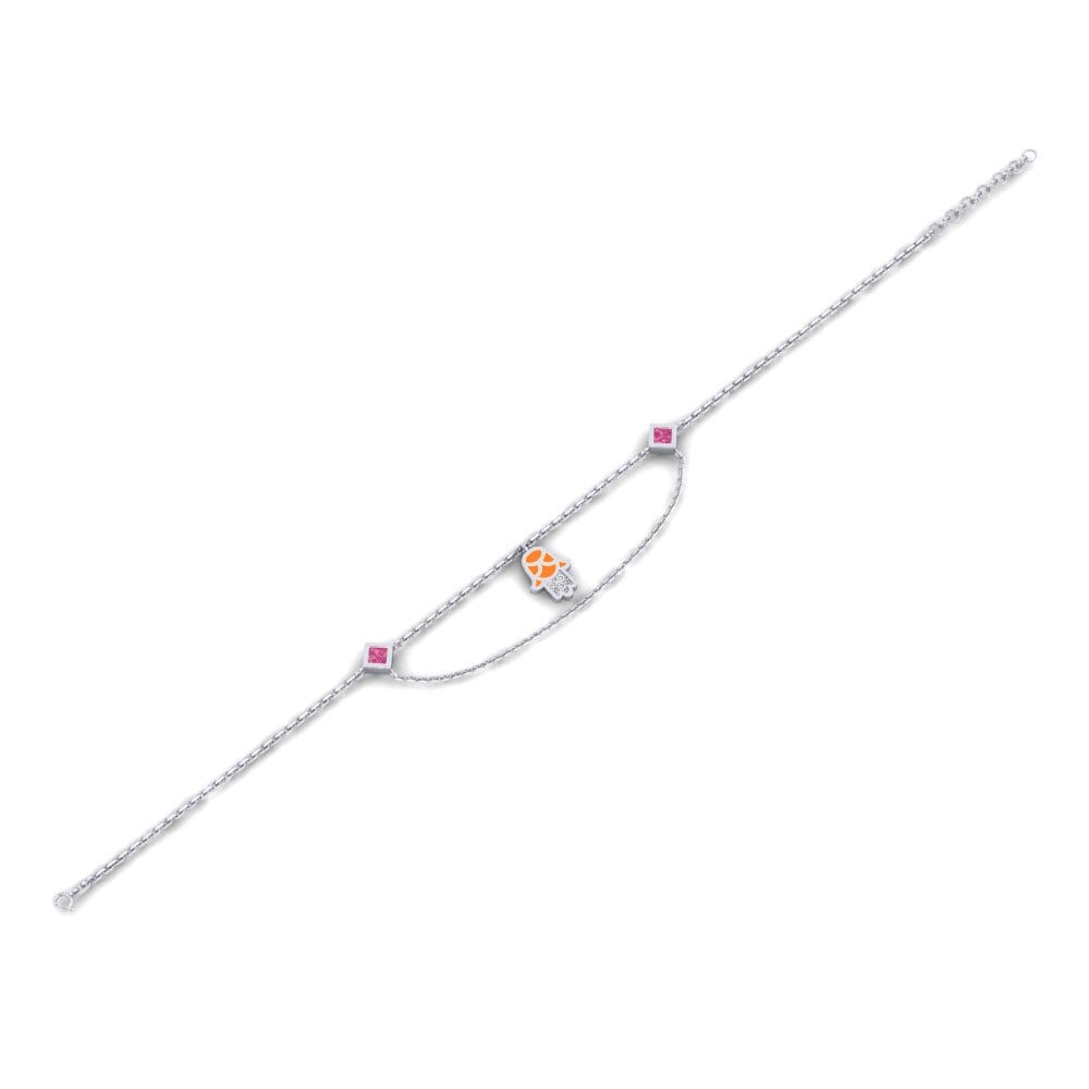 Plata 925 Turmalina rosa Pulsera de Mujer Raksana