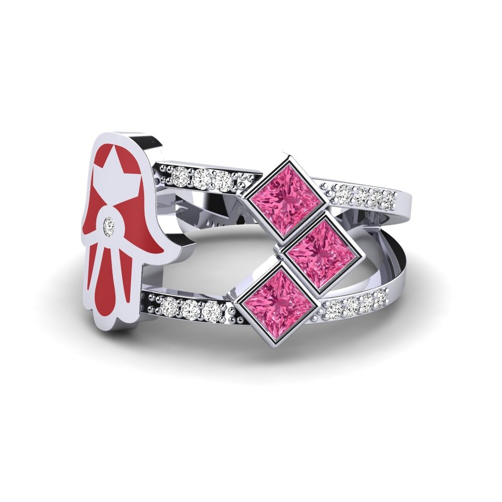 Plata 925 Turmalina rosa Anillo Sintag