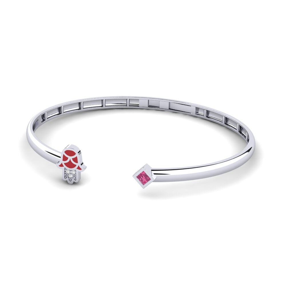 Plata 925 Turmalina rosa Pulsera de Mujer Suojella