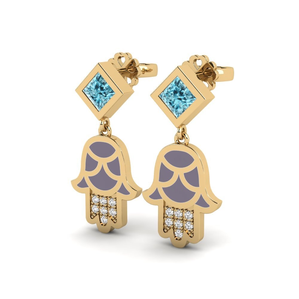 Circón Azul Pendiente de mujer Toukchet