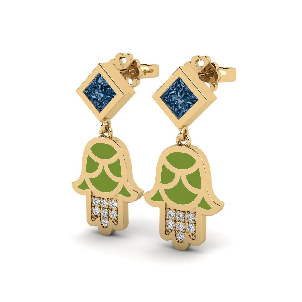 Diamant Bleu Boucle d'oreille femme Toukchet