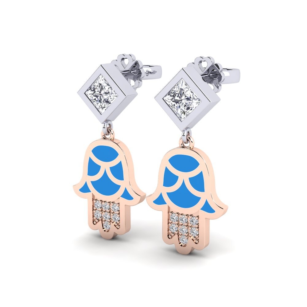 14k Oro Rosa & Blanco Pendiente de mujer Toukchet