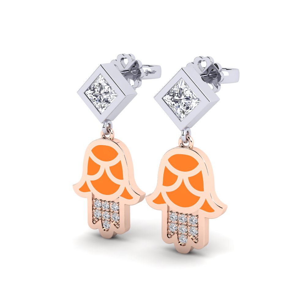 14ct Rose / White Gold Women's Earring Toukchet