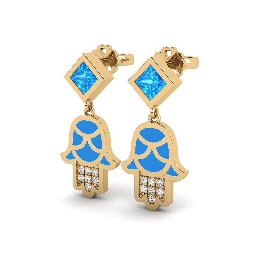 Topacio azul Pendiente de mujer Toukchet