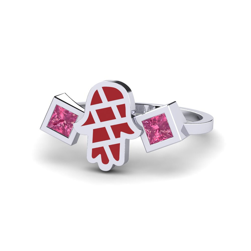 Plata 925 Turmalina rosa Anillo Vedeni