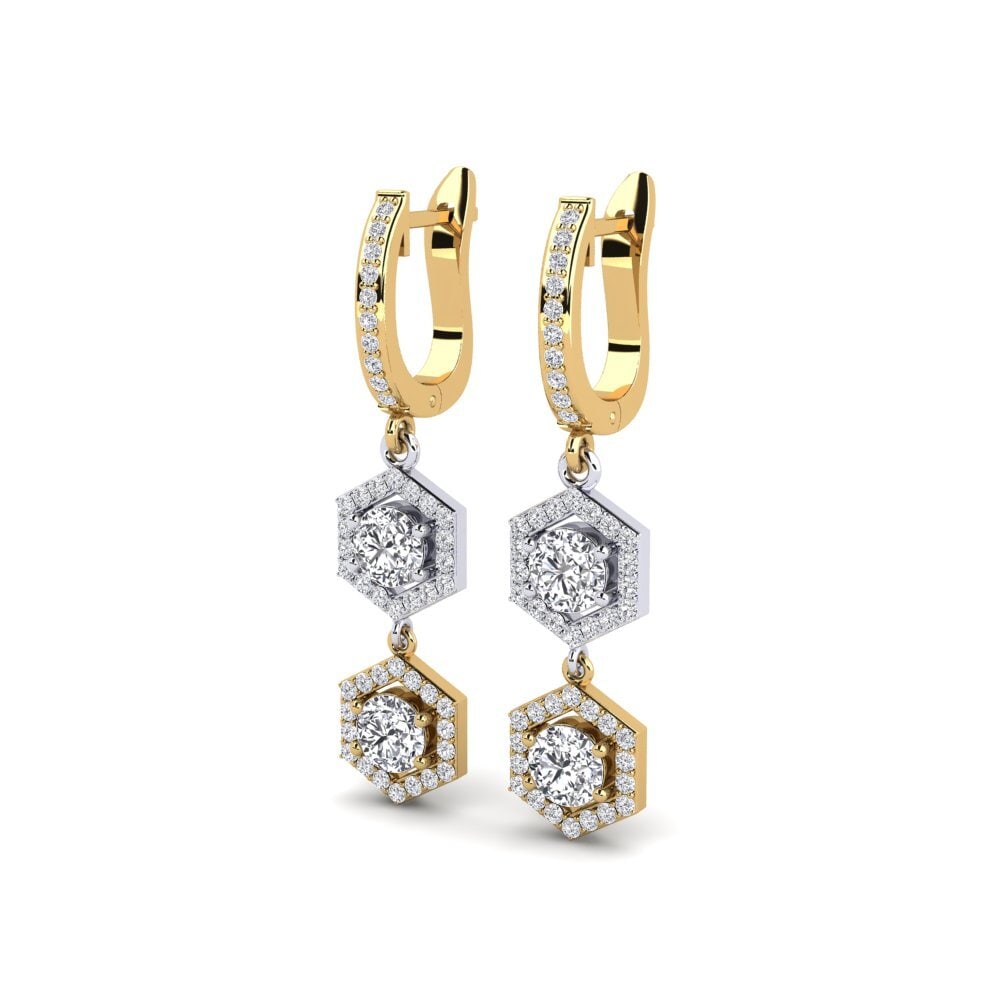 14k Oro Amarillo & Blanco Pendiente de mujer Borofline