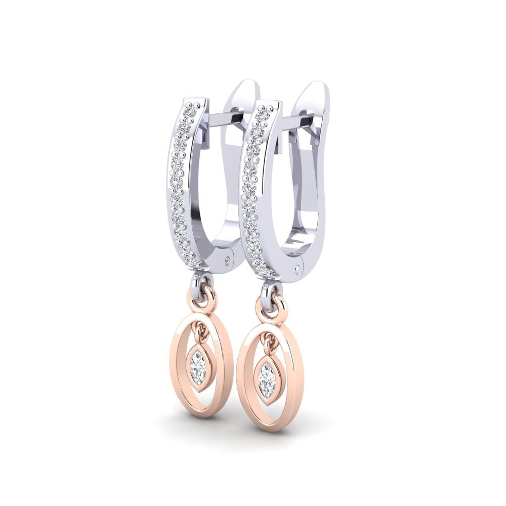 14ct White / Rose Gold Marquise Women's Earring Lepre