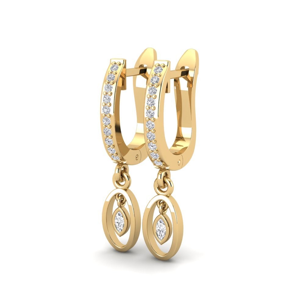14k Oro Amarillo Marquesa Pendiente de mujer Lepre