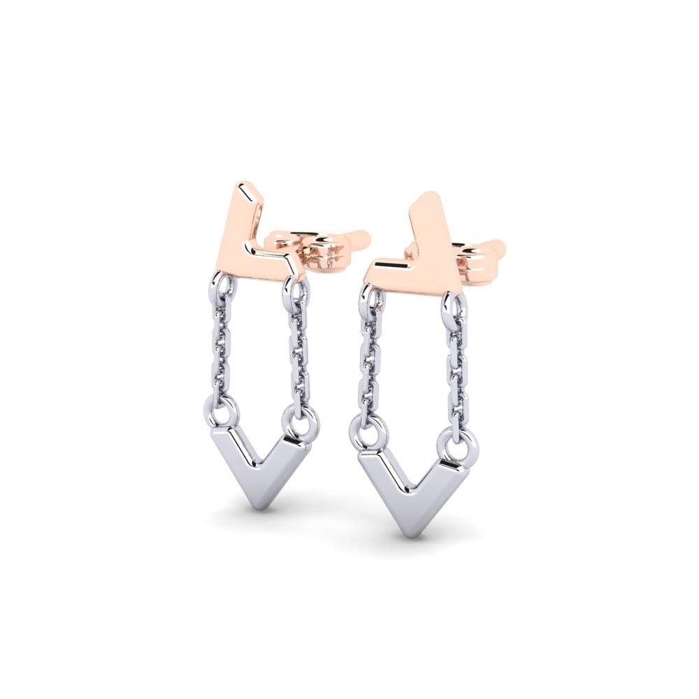 18k Oro Blanco / Rosa Pendientes Ferirama
