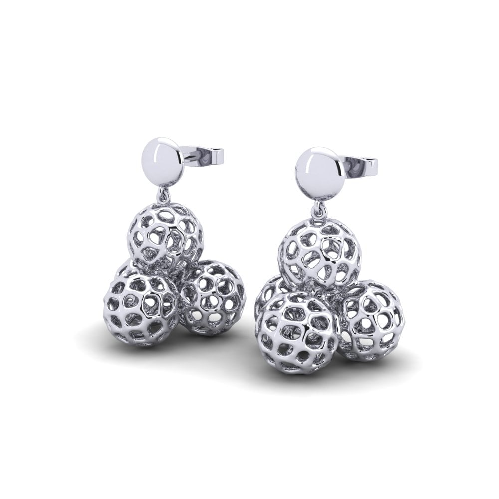 18k Oro Blanco Pendientes Fossa