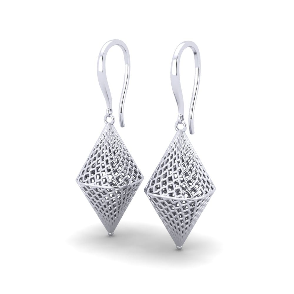18k Oro Blanco Pendientes Koniskear