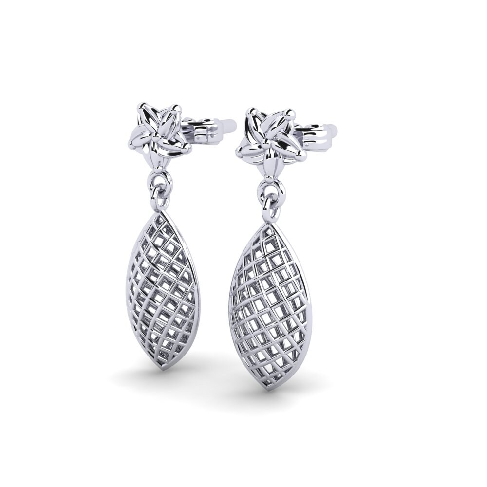18k Oro Blanco Pendientes Nulffe