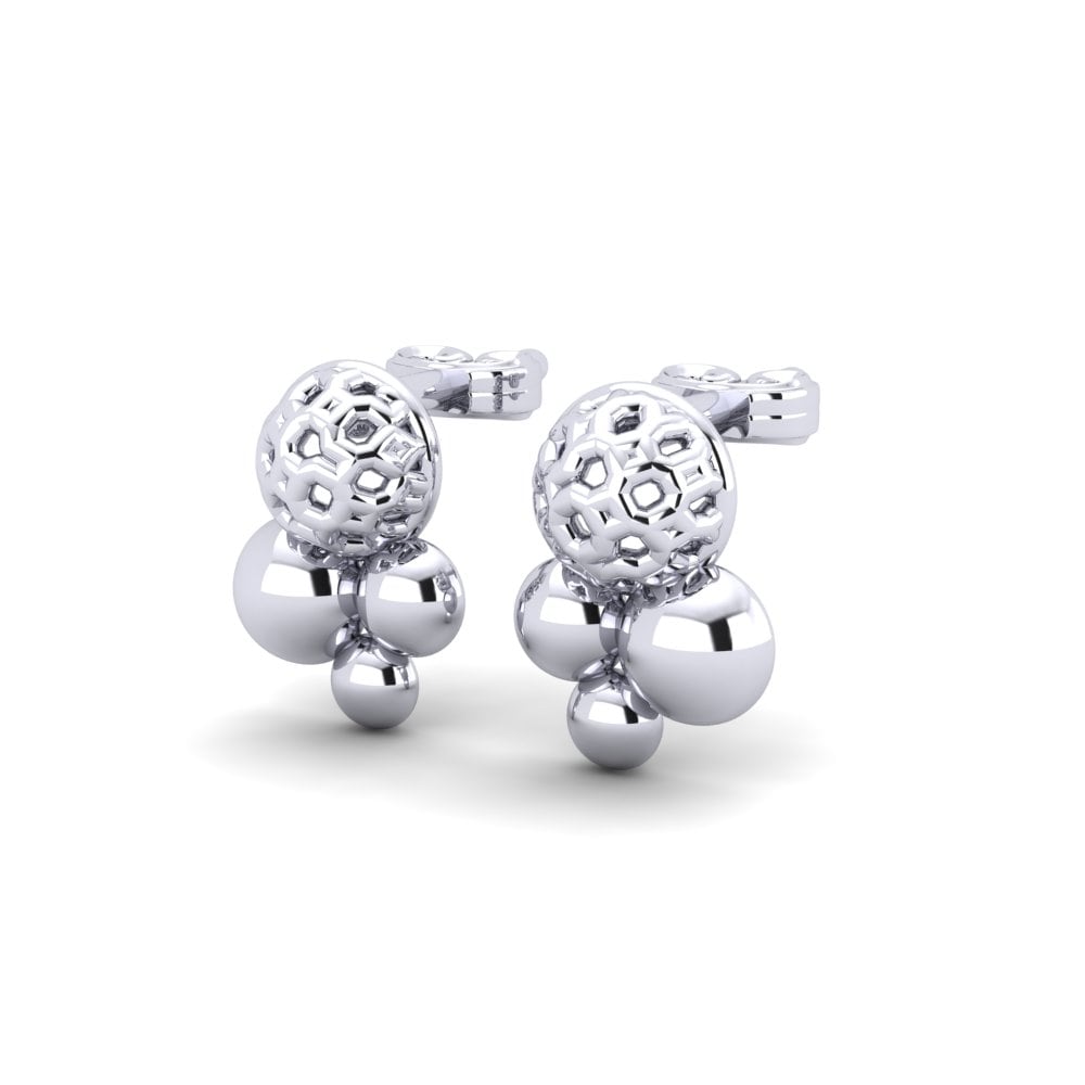 18k Oro Blanco Pendientes Obien