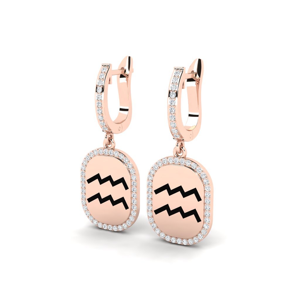 Or rose 585 Boucle d'oreille femme Fandry - Aquarius