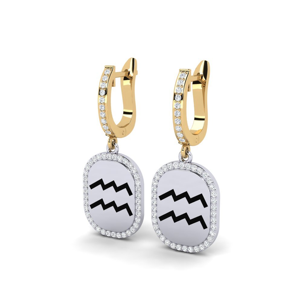 14k Oro Amarillo & Blanco Pendiente de mujer Fandry - Aquarius