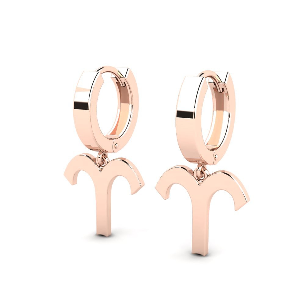 18k Oro Rosa Pendientes Gaula - Aries